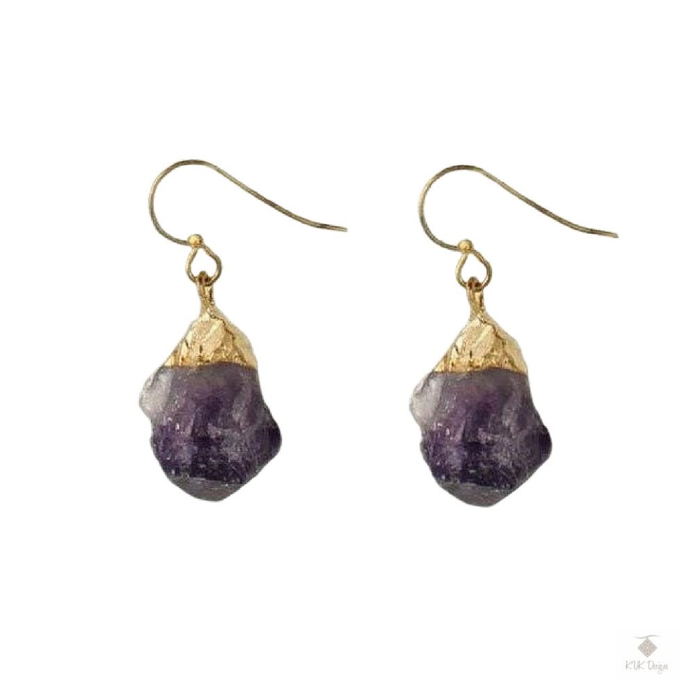 Amethyst Chunk Earring
